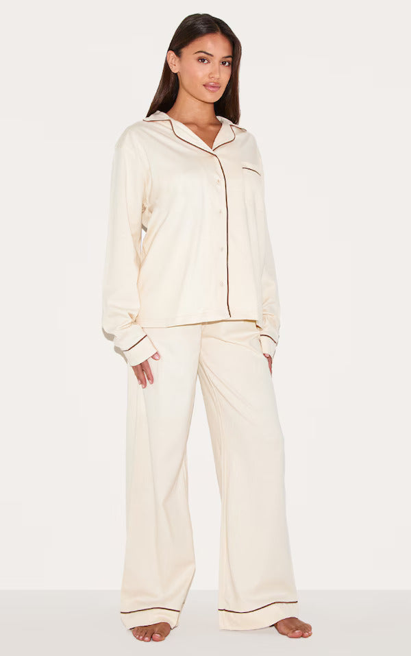 HUBLI™ Bust-Friendly Cream Dream Piped - PJ Set