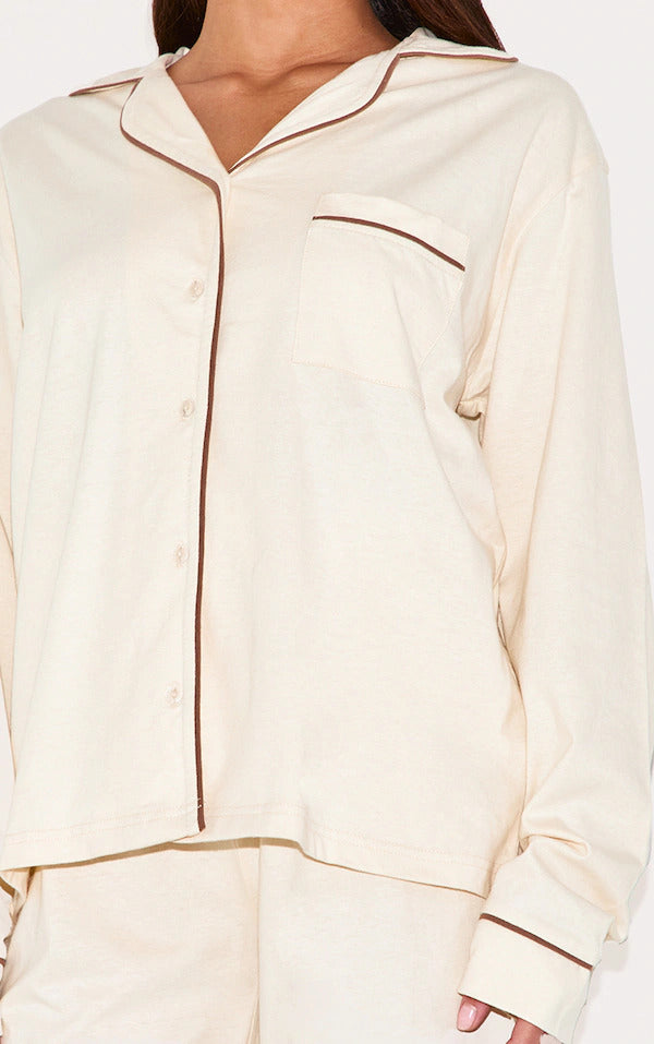HUBLI™ Bust-Friendly Cream Dream Piped - PJ Set