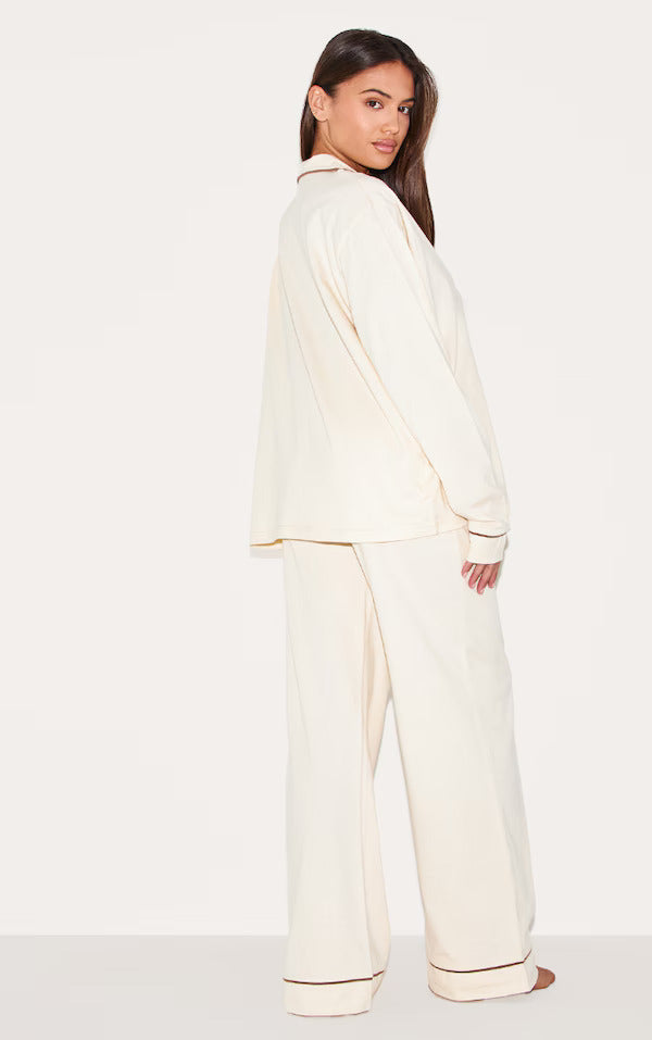 HUBLI™ Bust-Friendly Cream Dream Piped - PJ Set