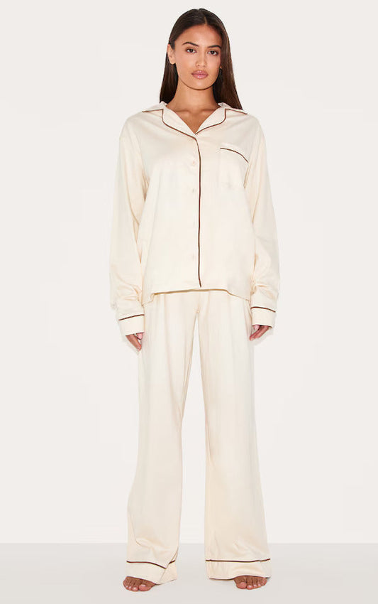 HUBLI™ Bust-Friendly Cream Dream Piped - PJ Set